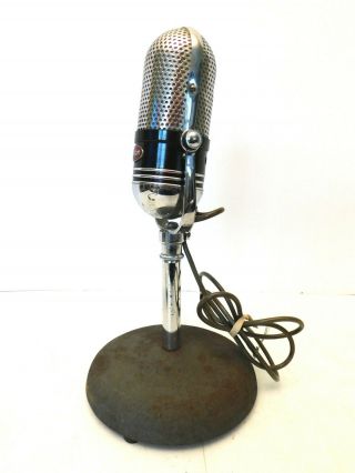 VINTAGE OLSON RCA STYLE OLD ART DECO ANTIQUE CHROME CAPLSULE MICROPHONE,  STAND 3