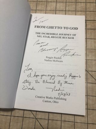 2002 Signed The Incredible Journey Of Nfl Star,  Reggie Rucker From Ghetto To God