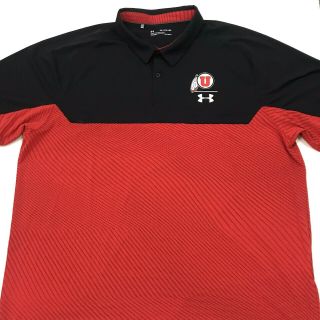 Under Armour Utah Utes Mens Polo Shirt Heat Gear Red Black Size 4xl.  B9