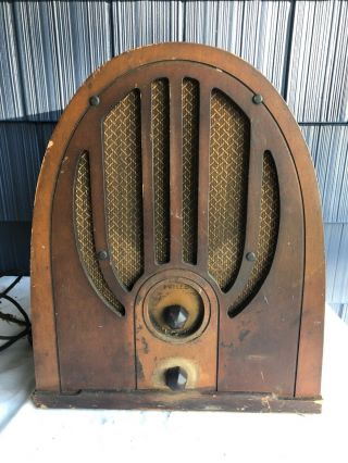 Vintage Philco Cathedral Wood Table Top Tube Radio Type 84 Code 121 Ptr