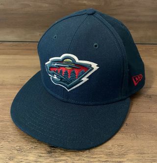 Era Minnesota Wild Green Fitted Hat Size 7&5/8 Hat Hockey Nhl