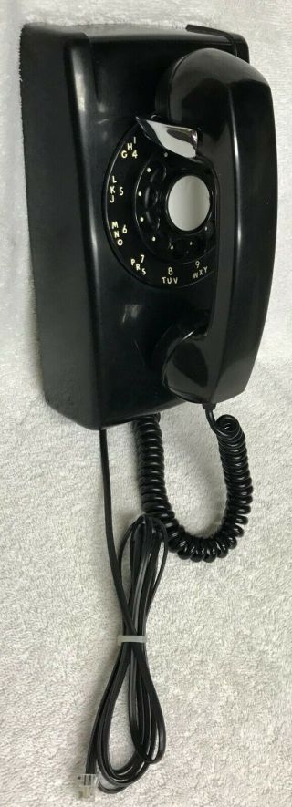 Vintage 1960s Western Electric A/b 554 12 - 64 Black Rotary Dial Wall Telephone
