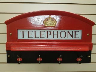 Red Telephone Box Cast Of The Top Front Of K6,  Booth,  Kiosk,  With Coat Hanger
