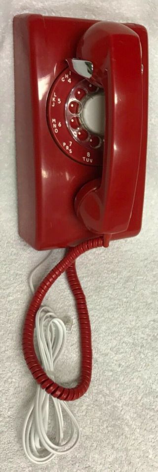 Vintage 1970s Stromberg Carlson Model Sc - 554b Red Rotary Dial Wall Mount Phone