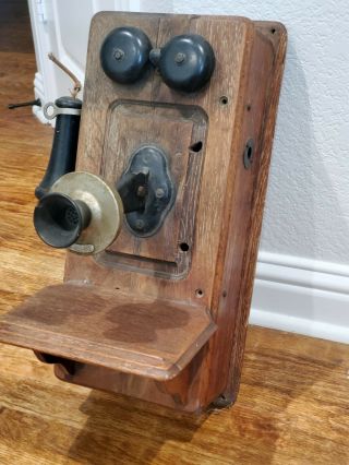 Rare Antique Oak Western Electric 250 W Wall Phone Early 1900 
