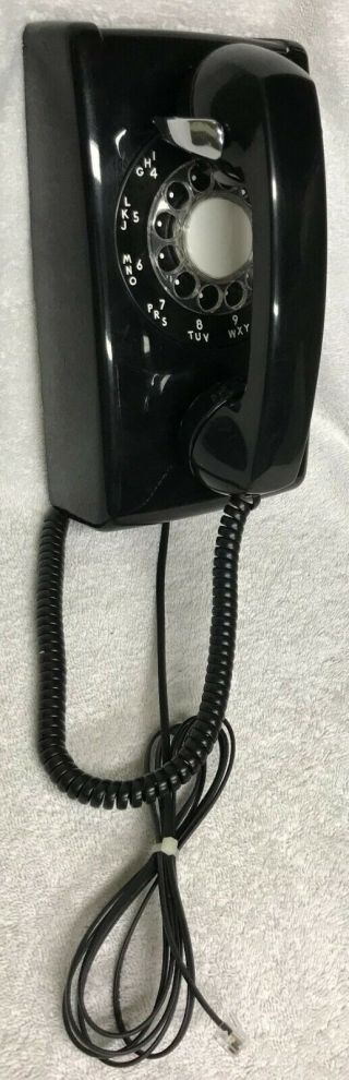 Vintage 1950s Western Electric A/b 554 12 - 58 Black Rotary Dial Wall Mount Phone