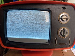 Vintage 70s Philco Ford Solid State Tv Television Space Age Mid Century Orange