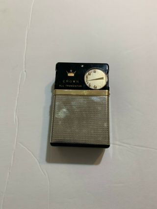 Vintage Crown All Transistor Radio TR 333 with Pig Skin Case 2