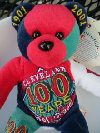 8 " Cleveland Indians Baseball Team Beans Plush Bear 100 Years 1901 - 2001 W/ Tags