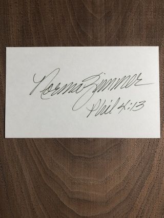 Norma Zimmer Vocalist Champagne Lady Autograph Signature Signed Card