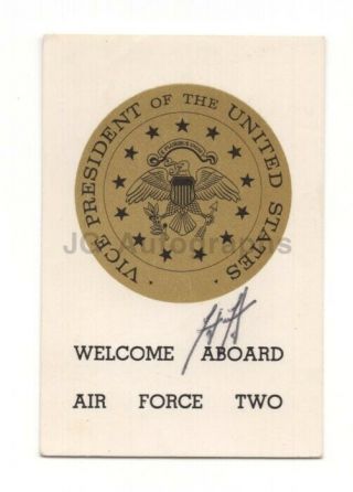 Hubert Humphrey - 38nd U.  S.  Vice President - Signed Air Force Two Card