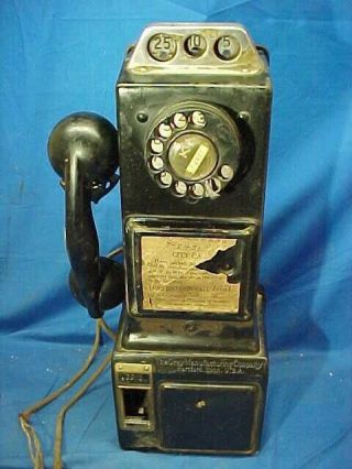 1930s Gray Pay Station Co Wall Mount Coin Op Telephone