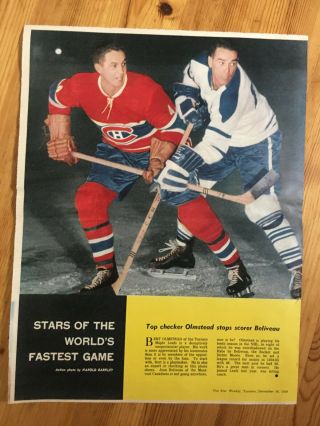 1959 Photo Canadian Nhl Hockey Star Weekly Jean Beliveau Montreal Canadiens