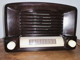Vintage 1948 General Electric Ge Model 114 Brown Bakelite Am Tube Table Radio