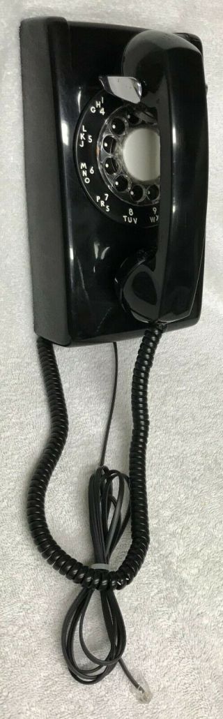 Vintage 1960s Western Electric A/b 554 10 - 63 Black Rotary Dial Wall Mount Phone