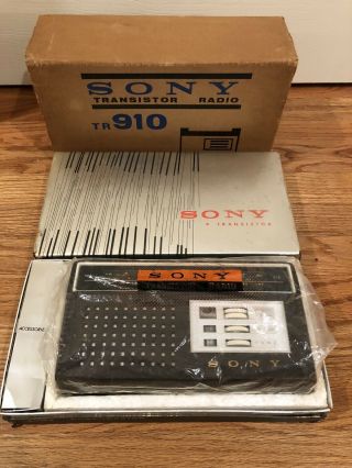 1962 Vtg Sony 9 Transistor Shortwave 2 Band Radio Tr - 910 Am Sw -