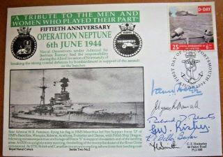 1994 Royal Navy 50th Anniversary Of D - Day Operation Neptune Multi Signed Cover - 5
