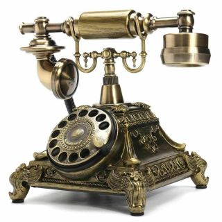 Vintage Resin Telephone Antique Retro Rotary Handset Desk European Style Phone 2