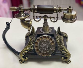 Vintage Phone Retro Antique Handset Bronze Decorative Rotary Dial Real Telephone