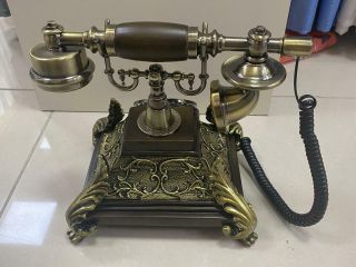 Vintage Phone Retro Antique Handset Bronze Decorative Rotary Dial Real Telephone 2