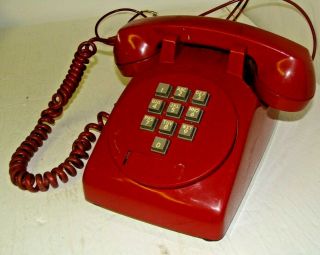 Ne 1500 1967 Red 10 Button Touch Tone Telephone W/ Line Cord As Well.