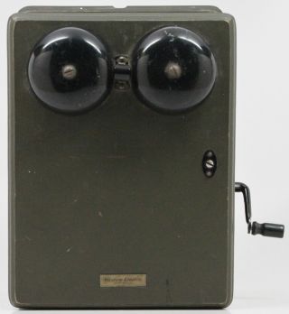 Rare Western Electric Model 300 N Telephone Wall Box Ringer Od Green - We 300n