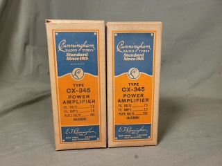 Matched Pair Vintage Cunningham Cx - 345 45 Globe Tubes In Boxes Strong