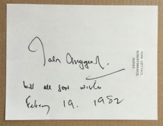 Malcolm Muggeridge Handsigned Signature On Personal Notepaper.