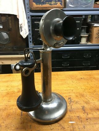 Western Electric 20b Candlestick Telephone - Nickel Finish - C.  1910