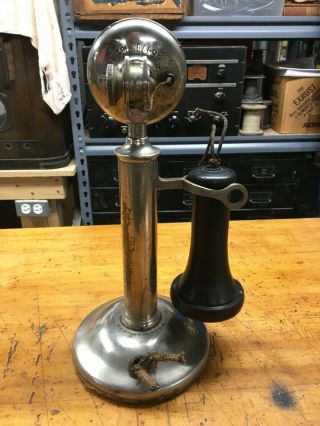 Western Electric 20B Candlestick Telephone - Nickel Finish - c.  1910 3