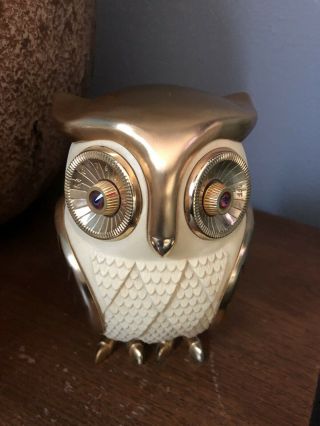 Vintage Owl Transistor Radio Rhinestone Eyes Bubo Style Owl