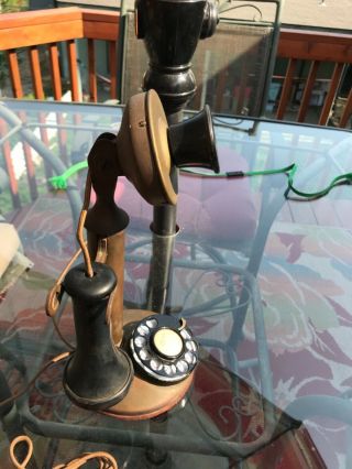 Antique Nov 1892 Patented Rotary Dial Candlestick Phone Bronze Bell Tel
