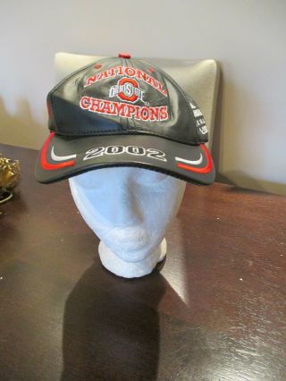 2002 National Champions Ohio State Buckeyes Leather Adjustable Hat Snapback