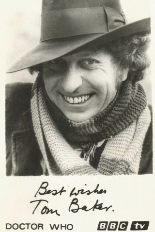 Tom Baker Fourth Doctor Who Signed Autograph 6 X 4 Inches Pre Printed B/w Photo