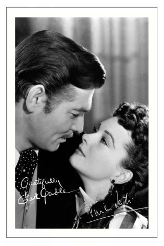 Clark Gable Vivien Leigh Gone With The Wind Autograph Signed Photo Print Poster