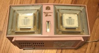 Pink Bulova Radio Model 330 Twin Speaker Mid Century Beauty Perfect 2
