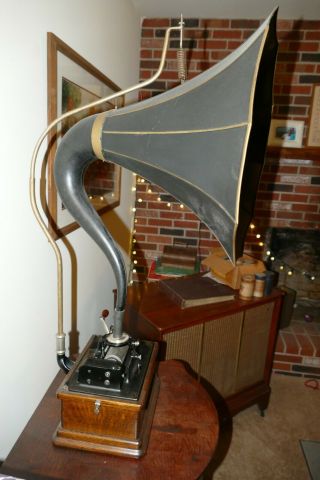 Minty Restored 1909 Edison Fireside A Phonograph W/ Cygnet Horn & O Reproducer