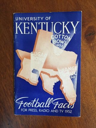 University Of Kentucky Football Facts 1952 - Press Information Booklet
