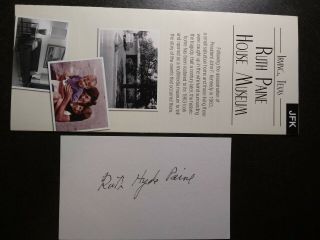Ruth Hyde Paine Authentic Hand Signed 3x5 Index Card,  Flyer - Jfk Assassination