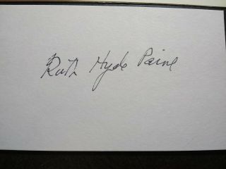RUTH HYDE PAINE Authentic Hand Signed 3X5 INDEX CARD,  FLYER - JFK ASSASSINATION 2