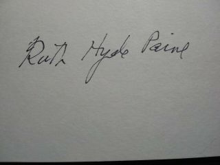 RUTH HYDE PAINE Authentic Hand Signed 3X5 INDEX CARD,  FLYER - JFK ASSASSINATION 3