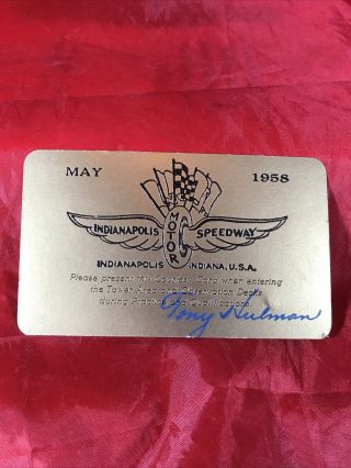 May 1958 Indianapolis Motor Speedway Courtesy Card