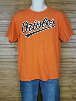 Majestic Orange Mlb Baltimore Orioles Graphic T - Shirt Mens Size Large L Euc