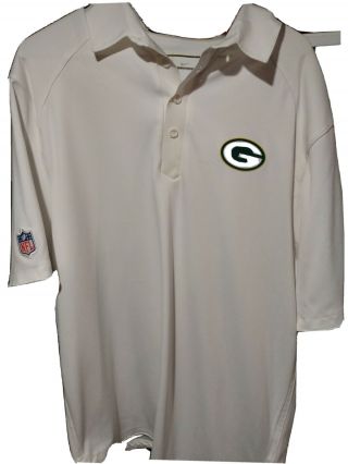 Green Bay Packers Nike Dri Fit Mens Polo Shirt White Short Sleeve Top L.