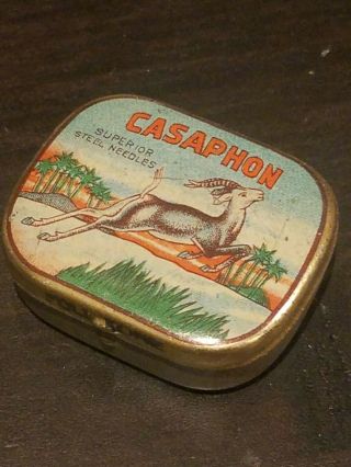 Very Rare Gramophone Phonograph Needle Tin Nadeldose Casaphon Antelope (91)