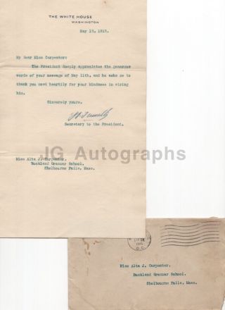 Joseph Patrick Tumulty - Secretary To Woodrow Wilson - Signed Letter (tls),  1915