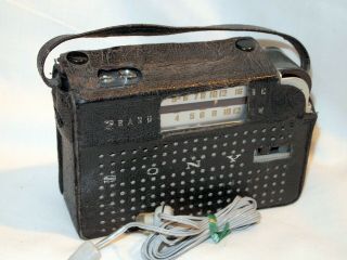 1959 Sony Tr - 714 Am/sw Transistor Radio W/case,  Antenna,  Ear Phone