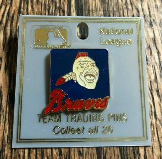 Vintage Mlb Baseball Atlanta Braves Team Logo National League Enamel Pin Rare