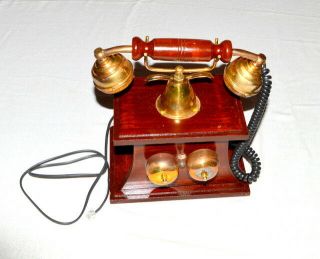 ANTIQUE STYLE BRASS AND WOOD RETRO DESK DIVINE TELEPHONE DIAL ANCIENT PRIMITIVE 2