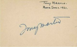 Tony Martin Signed Index Card Actor Singer